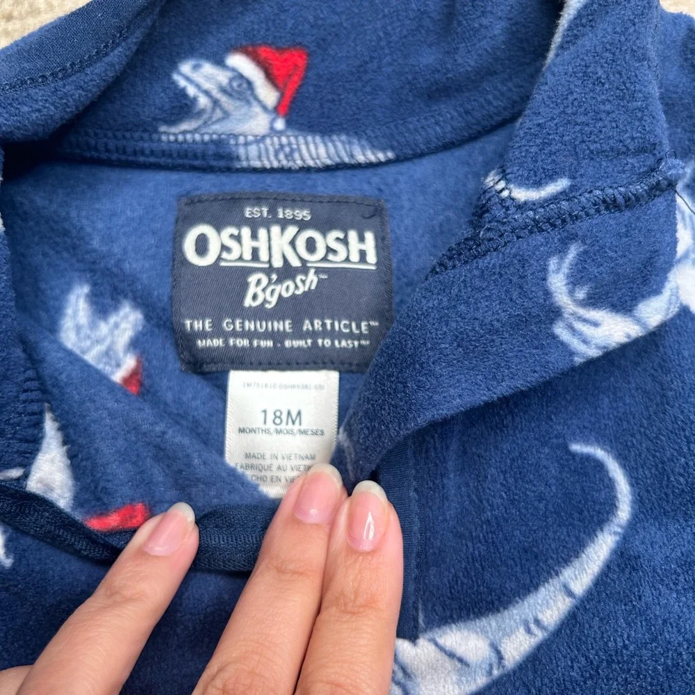 OshKosh B'gosh Navy Dinosaur Christmas Fleece 18M